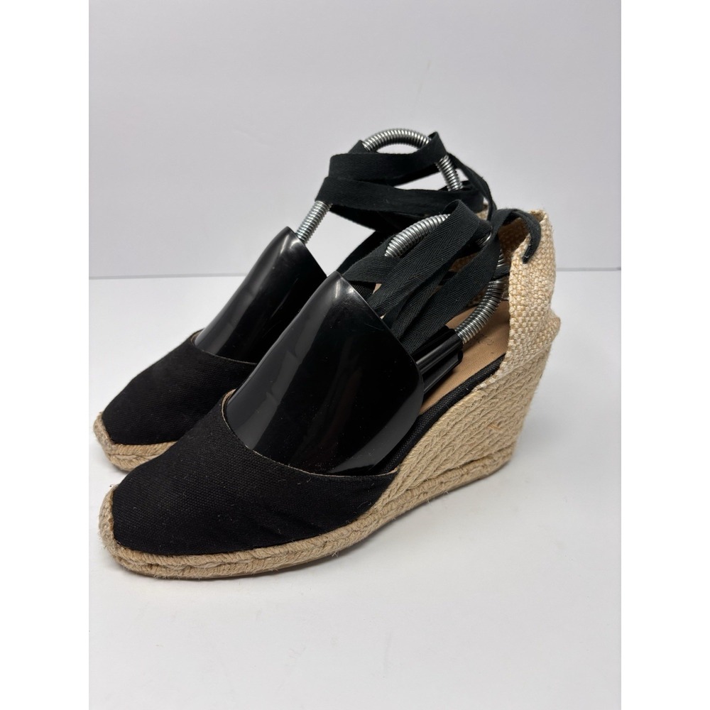 Castner Wedge espadrilles black spring summer High Lace Shoes 38 US 8